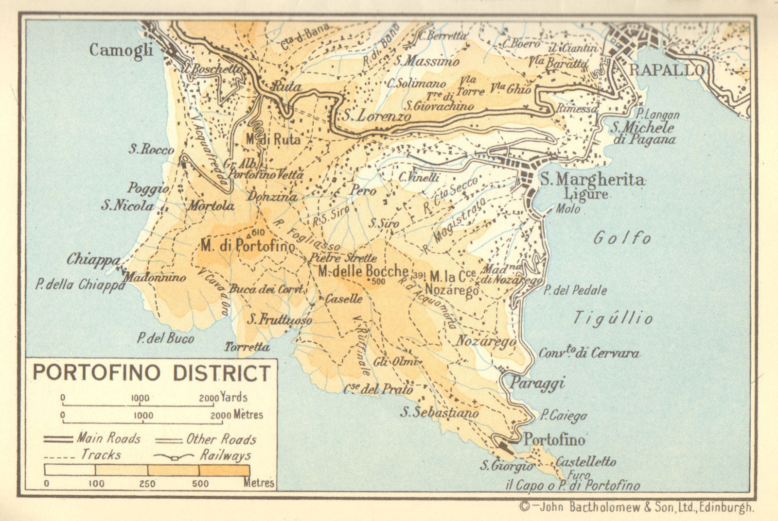 Portofino District 1960 old vintage map plan chart